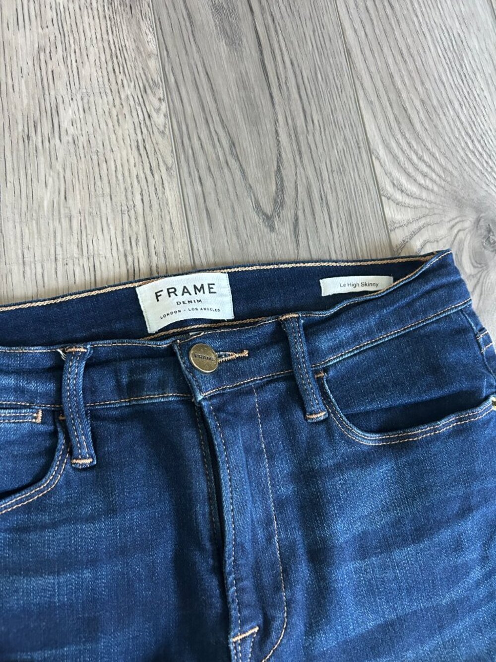 FRAME Le High Skinny Jeans Womens 27 Dark Wash Stretch Denim Made USA 28 Inseam - Picture 5 of 15